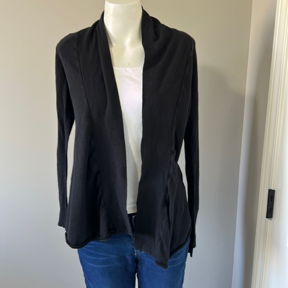 Anthropologie MOTH Black Cardigan Rolled Hem Long Sleeve Sz S